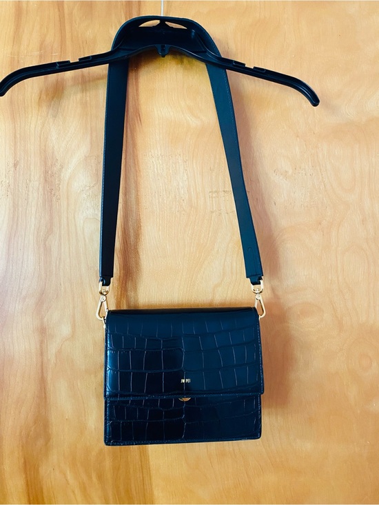 JW PEI Handbags - JW PEI Black Croc-Embossed Mini Crossbody with Gold Accents